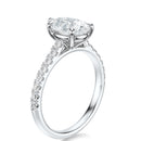 Signature Cathedral Pear Engagement Ring - White Gold Pavé Band - Side View