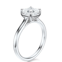 Signature Cathedral Asscher Engagement Ring - White Gold Polished Band - Side View