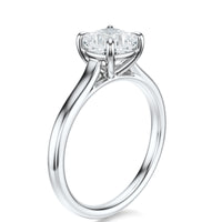 Signature Cathedral Cushion Engagement Ring - White Gold Polished Band - Side View