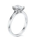 Signature Cathedral Elongated Cushion Engagement Ring - White Gold Polished Band - Side View