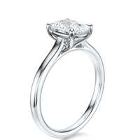 Signature Cathedral Elongated Cushion Engagement Ring - White Gold Polished Band - Side View