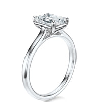 Signature Cathedral Emerald Engagement Ring - White Gold Polished Band - Side View