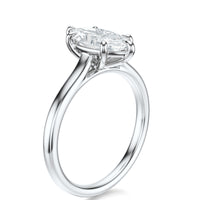 Signature Cathedral Marquise Engagement Ring - White Gold Polished Band - Side View