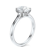 Signature Cathedral Oval Engagement Ring - White Gold Polished Band - Side View