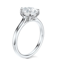 Signature Cathedral Pear Engagement Ring - White Gold Polished Band - Side View