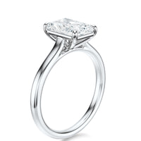 Signature Cathedral Radiant Engagement Ring - White Gold Polished Band - Side View