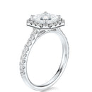 Signature Halo Asscher Engagement Ring - White Gold Pavé Band - Side View