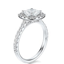 Signature Halo Cushion Engagement Ring - White Gold Pavé Band - Side View