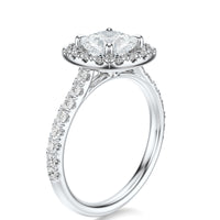 Signature Halo Cushion Engagement Ring - White Gold Pavé Band - Side View