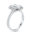 Signature Halo Emerald Engagement Ring - White Gold Pavé Band - Side View