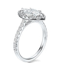 Signature Halo Marquise Engagement Ring - White Gold Pavé Band - Side View