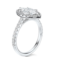 Signature Halo Marquise Engagement Ring - White Gold Pavé Band - Side View