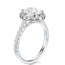 Signature Halo Oval Engagement Ring - White Gold Pavé Band - Side View