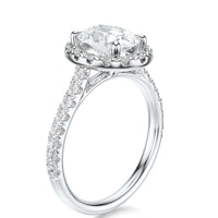 Signature Halo Oval Engagement Ring - White Gold Pavé Band - Side View