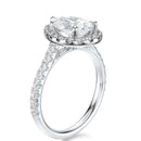 Signature Halo Pear Engagement Ring - White Gold Pavé Band - Side View