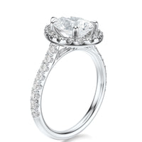 Signature Halo Pear Engagement Ring - White Gold Pavé Band - Side View