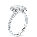Signature Halo Radiant Engagement Ring - White Gold Pavé Band - Side View