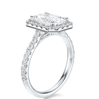 Signature Halo Radiant Engagement Ring - White Gold Pavé Band - Side View