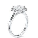 Signature Halo Asscher Engagement Ring - White Gold Polished Band - Side View