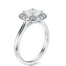 Signature Halo Cushion Engagement Ring - White Gold Polished Band - Side View