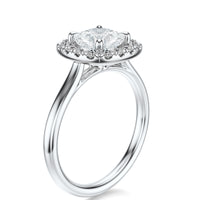 Signature Halo Cushion Engagement Ring - White Gold Polished Band - Side View