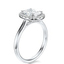 Signature Halo Elongated Cushion Engagement Ring - White Gold Polished Band - Side View