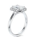Signature Halo Emerald Engagement Ring - White Gold Polished Band - Side View