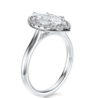 Signature Halo Marquise Engagement Ring - White Gold Polished Band - Side View