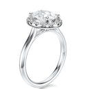 Signature Halo Oval Engagement Ring - White Gold Polished Band - Side View