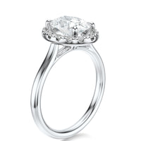 Signature Halo Oval Engagement Ring - White Gold Polished Band - Side View