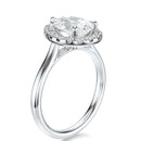 Signature Halo Pear Engagement Ring - White Gold Polished Band - Side View