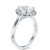 Signature Halo Pear Engagement Ring - White Gold Polished Band - Side View