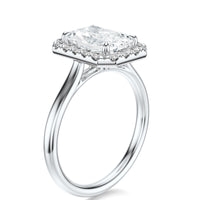 Signature Halo Radiant Engagement Ring - White Gold Polished Band - Side View