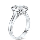 Signature Heirloom Bezel Asscher Engagement Ring - White Gold Polished Band - Side View