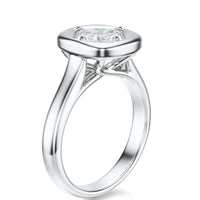 Signature Heirloom Bezel Asscher Engagement Ring - White Gold Polished Band - Side View