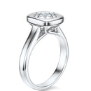 Signature Heirloom Bezel Cushion Engagement Ring - White Gold Polished Band - Side View