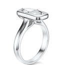 Signature Heirloom Bezel Marquise Engagement Ring - White Gold Polished Band - Side View