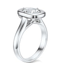 Signature Heirloom Bezel Oval Engagement Ring - White Gold Polished Band - Side View