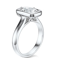 Signature Heirloom Bezel Pear Engagement Ring - White Gold Polished Band - Side View