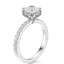 Signature Hidden Halo Cushion Engagement Ring - White Gold Pavé Band - Side View