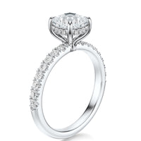 Signature Hidden Halo Cushion Engagement Ring - White Gold Pavé Band - Side View