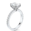 Signature Hidden Halo Elongated Cushion Engagement Ring - White Gold Pavé Band - Side View