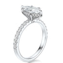 Signature Hidden Halo Marquise Engagement Ring - White Gold Pavé Band - Side View