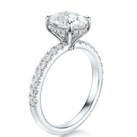 Signature Hidden Halo Oval Engagement Ring - White Gold Pavé Band - Side View