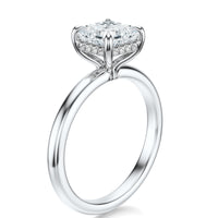 Signature Hidden Halo Asscher Engagement Ring - White Gold Polished Band - Side View