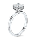 Signature Hidden Halo Cushion Engagement Ring - White Gold Polished Band - Side View