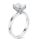 Signature Hidden Halo Elongated Cushion Engagement Ring - White Gold Polished Band - Side View