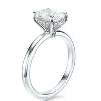 Signature Hidden Halo Elongated Cushion Engagement Ring - White Gold Polished Band - Side View