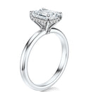 Signature Hidden Halo Emerald Engagement Ring - White Gold Polished Band - Side View