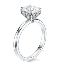 Signature Hidden Halo Oval Engagement Ring - White Gold Polished Band - Side View